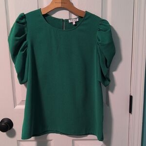 TCEC Green Puff Sleeve Blouse